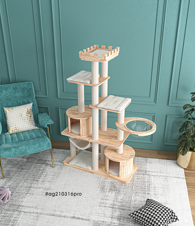 HONEYPOT CAT® MiaoZuo Premium Solid Wood Cat Tree 176CM #AG210316PRO-1