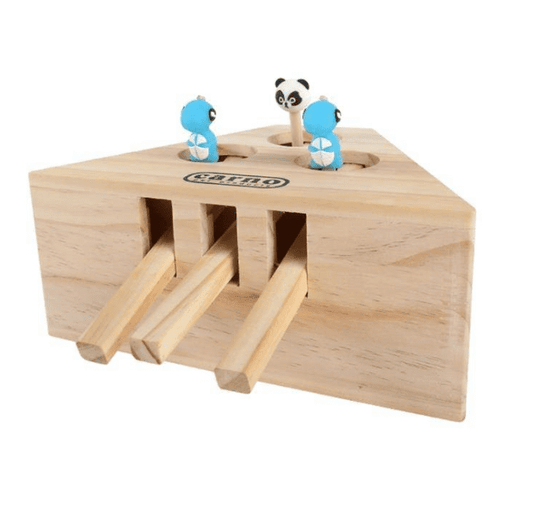 Engaging Wooden Cat and Hamster Interactive Toy-0
