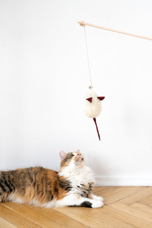 Natural Sheepskin Cat Toy: Mouse-0